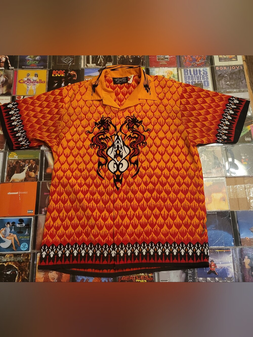 Dragon Fly Dragon Orange Button Up Shirt
